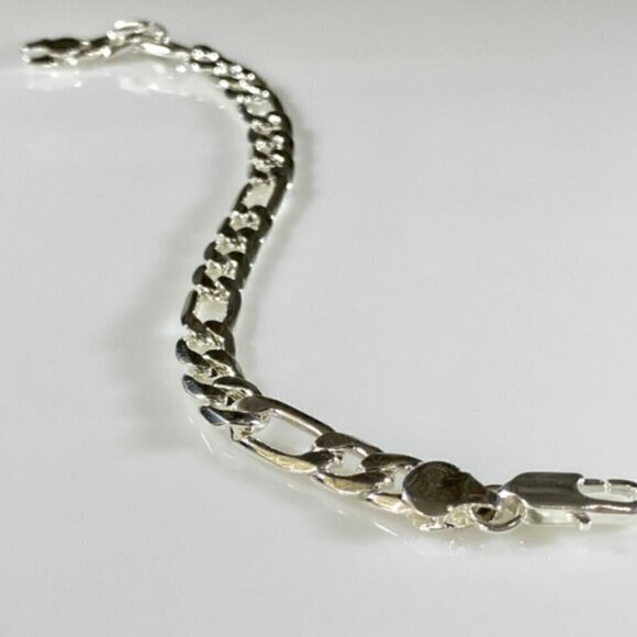 Diamond Cut Figaro Chain Bracelet - Picture 1 of 10